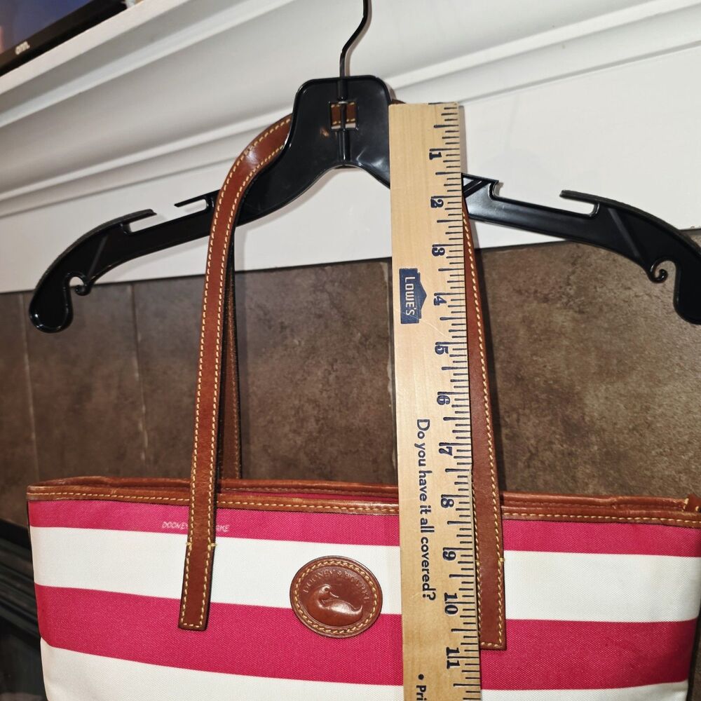 Dooney & Bourke Charleston Pink White Stripes Logo Zipper Top Shoulder Bag Purse - Picture 13 of 16